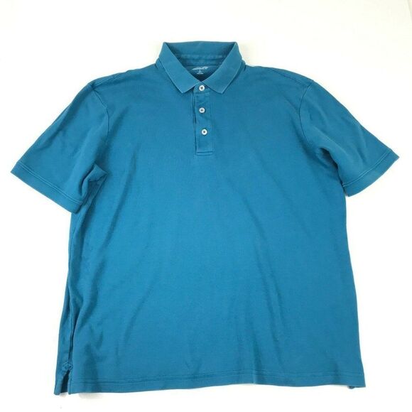 Lands End Mens Polo Shirt Sz L Green Short Sleeve - Picture 1 of 9